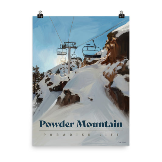 Powder Mountain Ski Poster - Paradise Lift