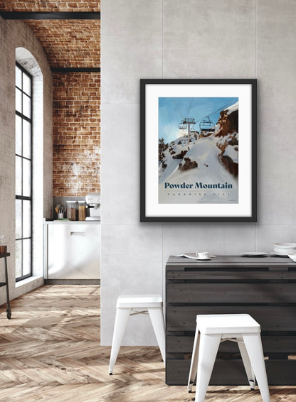 Powder Mountain Ski Poster - Paradise Lift