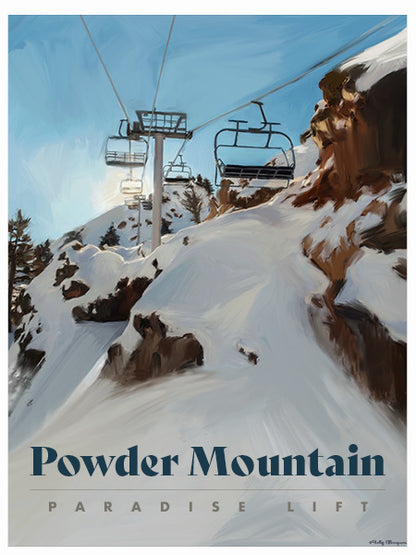 Powder Mountain Ski Poster - Paradise Lift